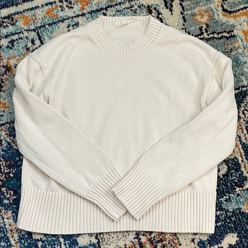 Everlane Cream Ribbed Cropped Sweater